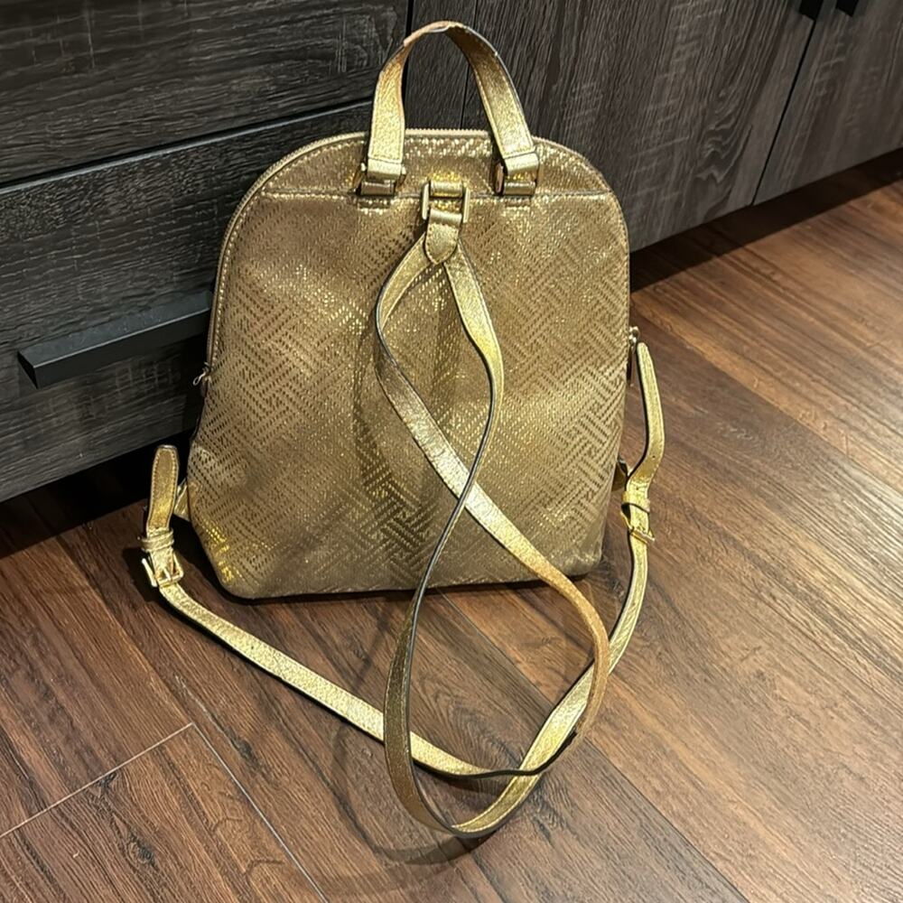 Michael Kors Pre Loved backpack in Gold metallic W/  wear mainly inside & straps - Picture 4 of 14